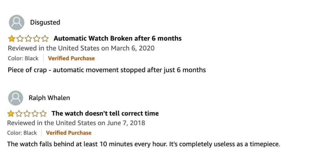 negative reviews on Stuhrling watches